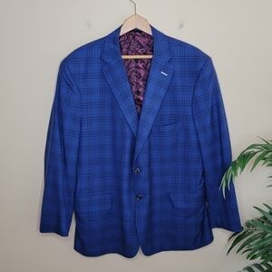 Executive Collection by Tom James | Blue Plaid Two Button Blazer